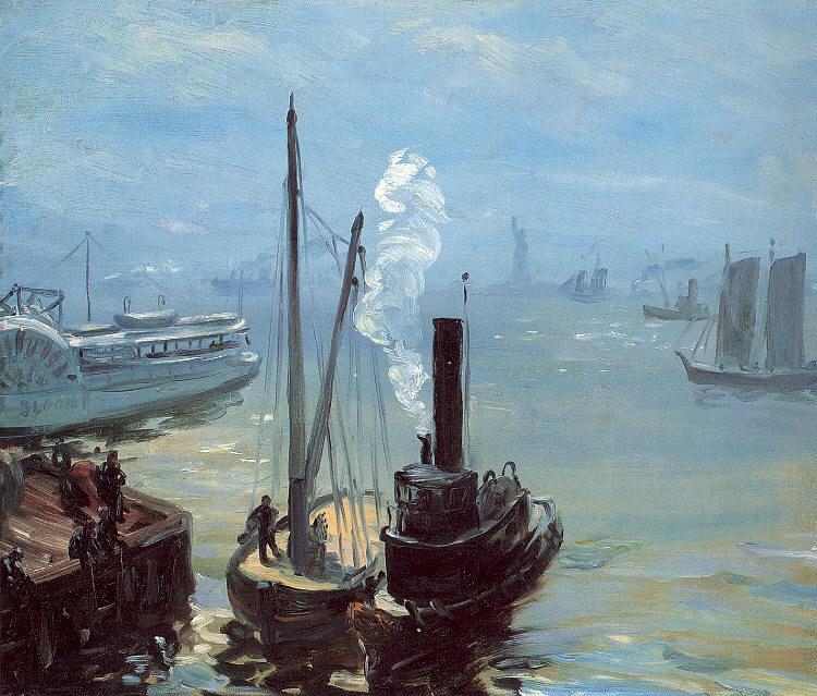 Glackens, William James Tugboat and Lighter Sweden oil painting art